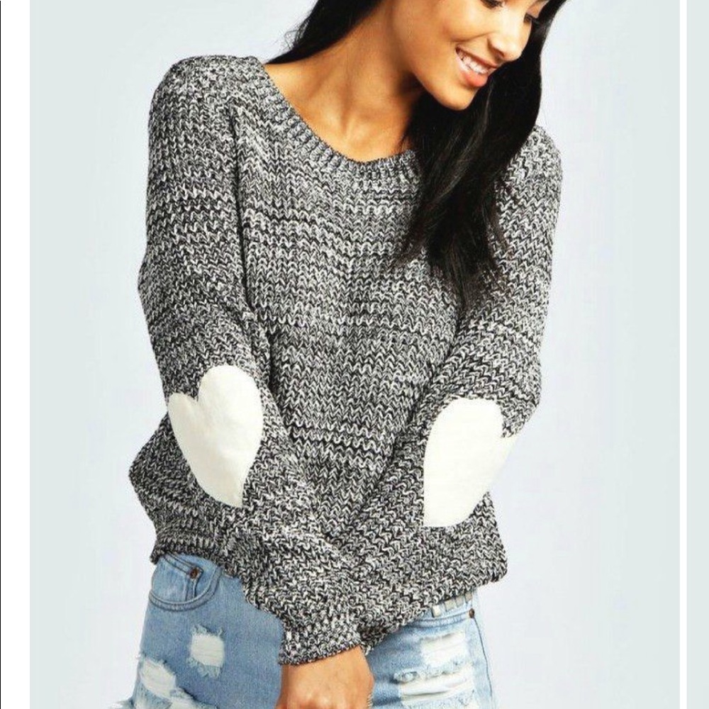 Heart Elbow Patch Sweater